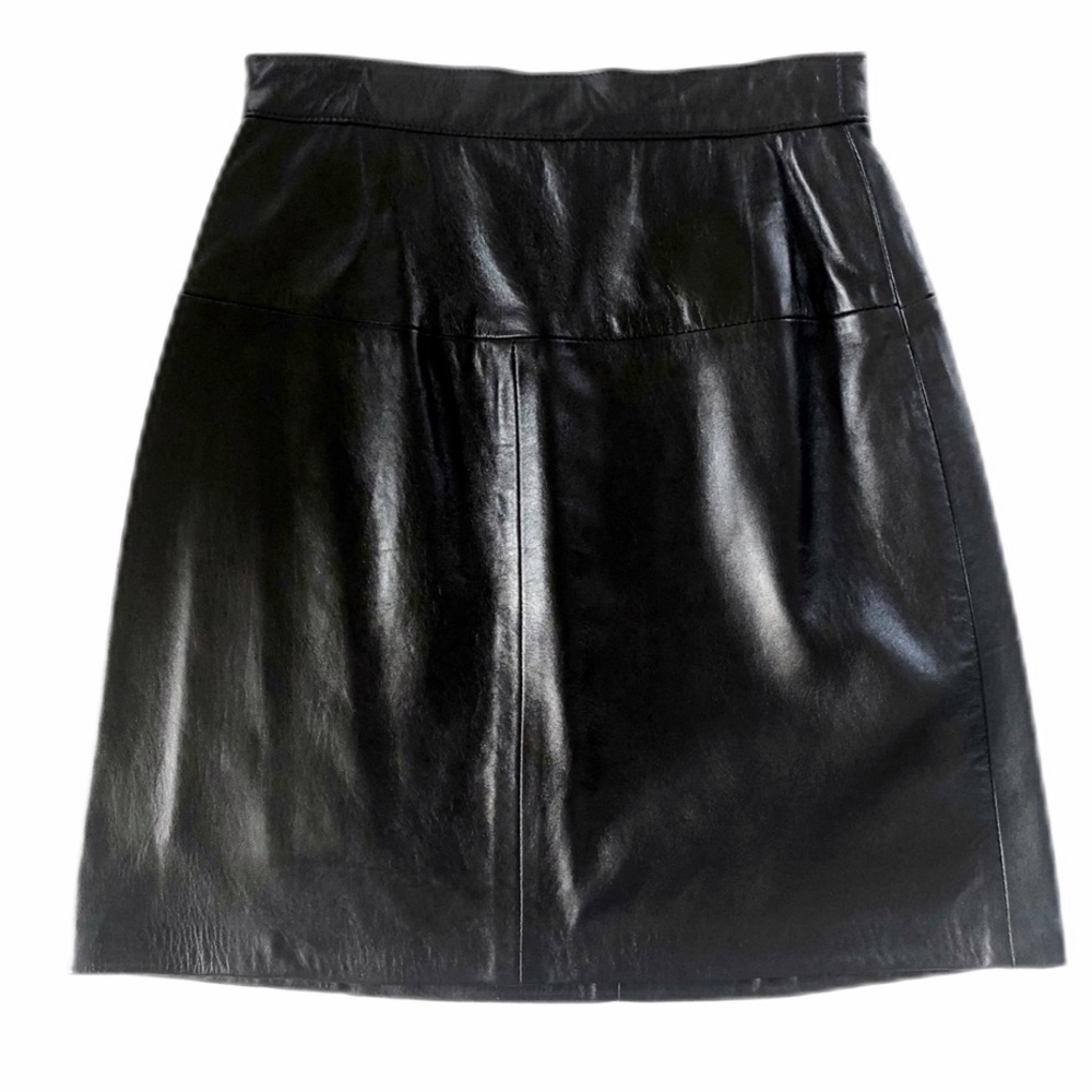 Henri Bendel Black Leather Skirt | 4